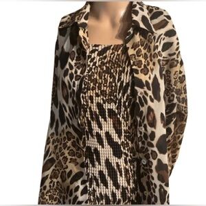 CDW 2-piece Leopard Print Blouse and Tank Top